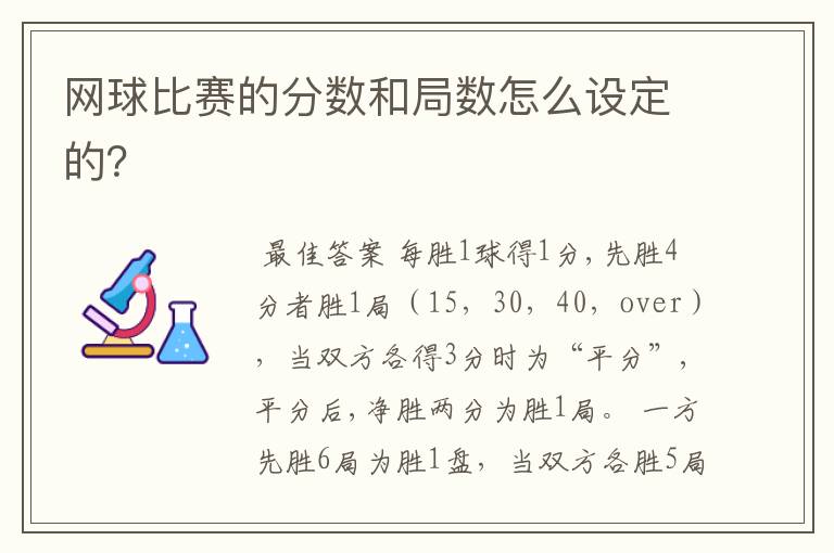 网球比赛的分数和局数怎么设定的？