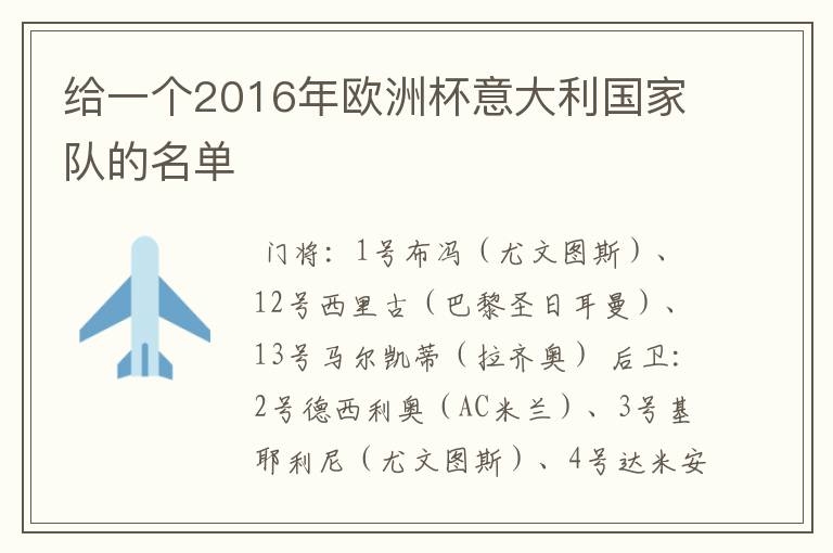 给一个2016年欧洲杯意大利国家队的名单