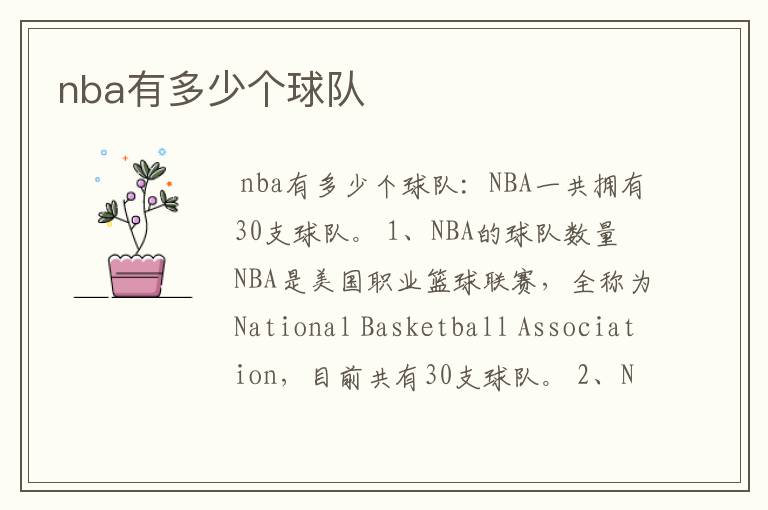 nba有多少个球队