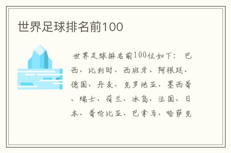 世界足球排名前100