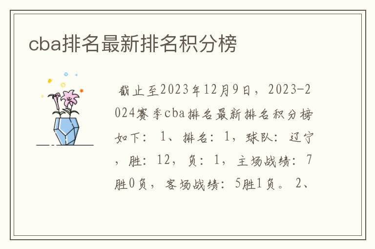 cba排名最新排名积分榜
