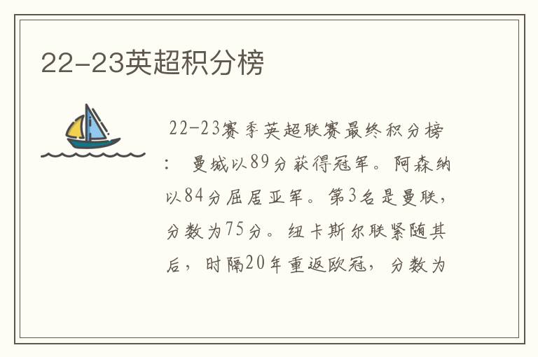 22-23英超积分榜