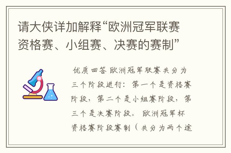 请大侠详加解释“欧洲冠军联赛资格赛、小组赛、决赛的赛制”？