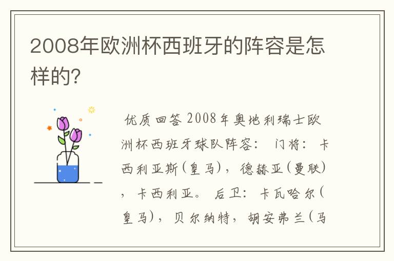 2008年欧洲杯西班牙的阵容是怎样的？