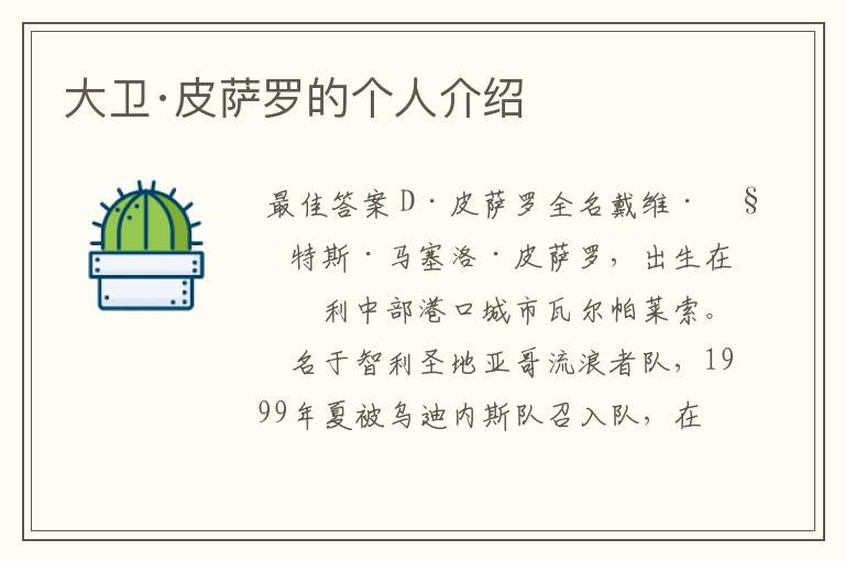 大卫·皮萨罗的个人介绍