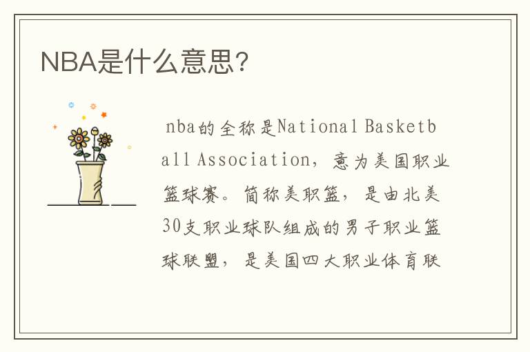 NBA是什么意思?