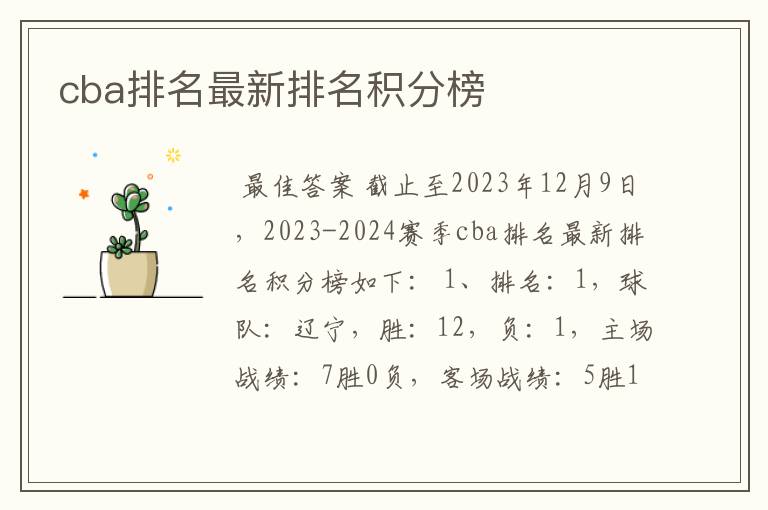 cba排名最新排名积分榜