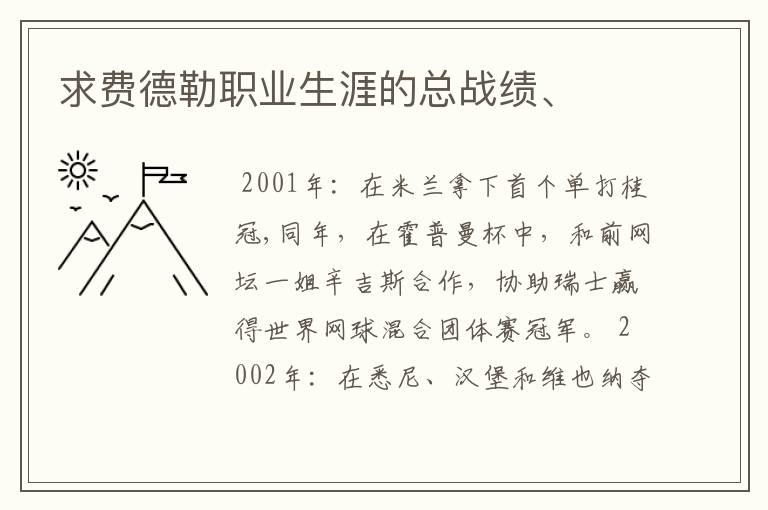 求费德勒职业生涯的总战绩、