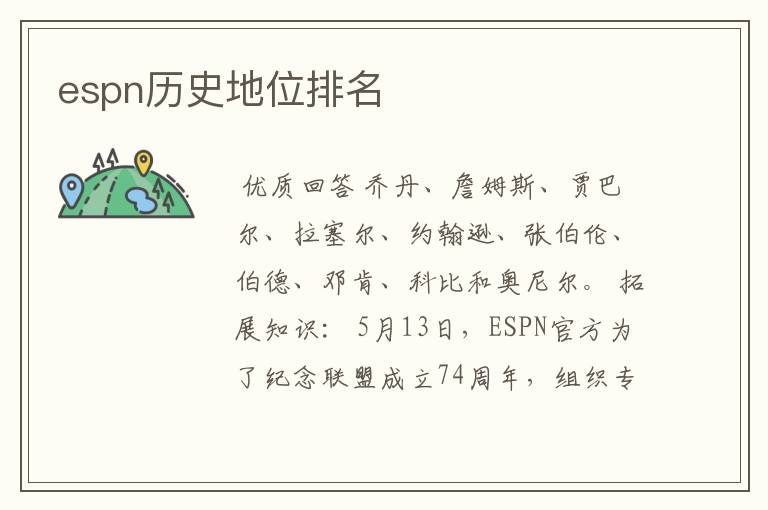 espn历史地位排名