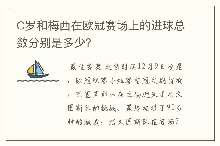 C罗和梅西在欧冠赛场上的进球总数分别是多少？