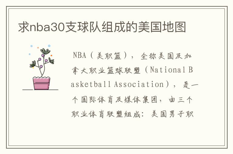 求nba30支球队组成的美国地图