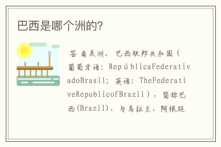 巴西是哪个洲的?