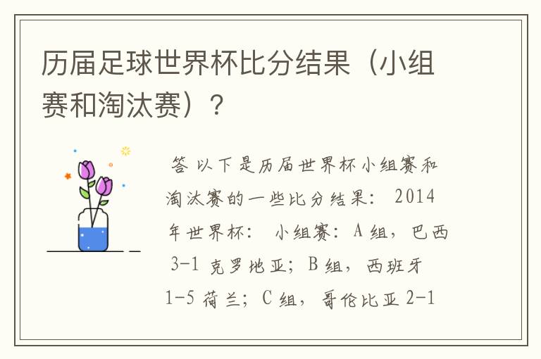 历届足球世界杯比分结果（小组赛和淘汰赛）？