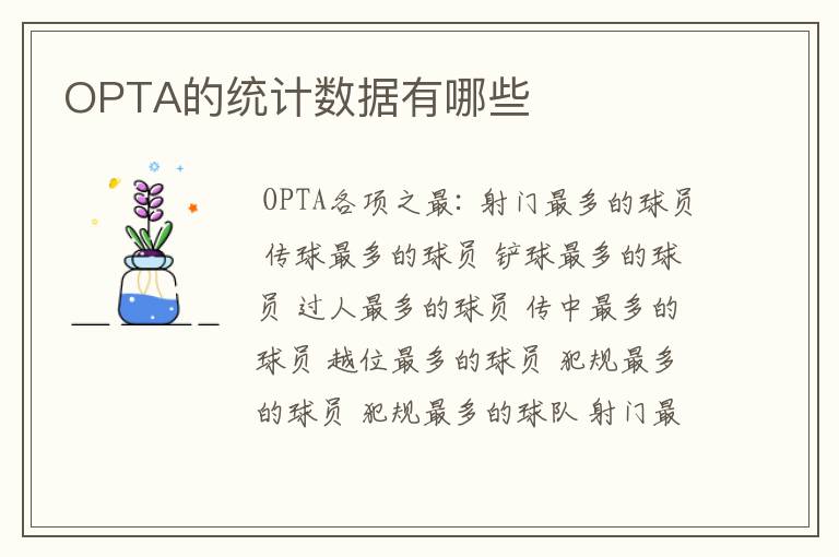 OPTA的统计数据有哪些