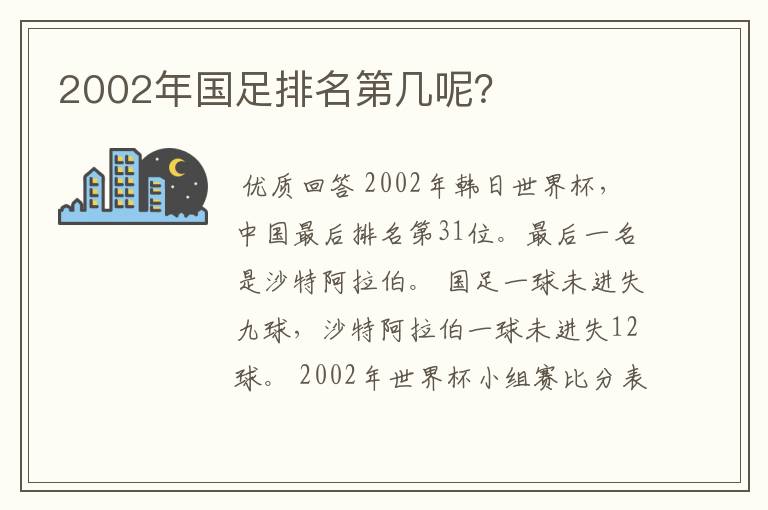 2002年国足排名第几呢？