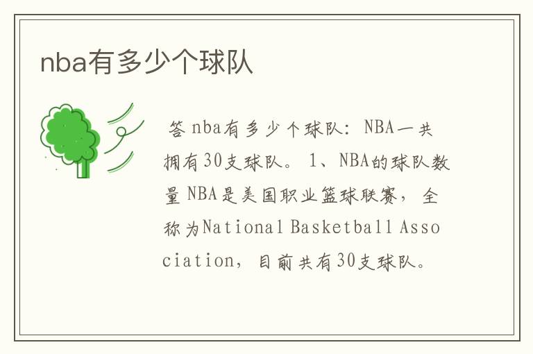 nba有多少个球队