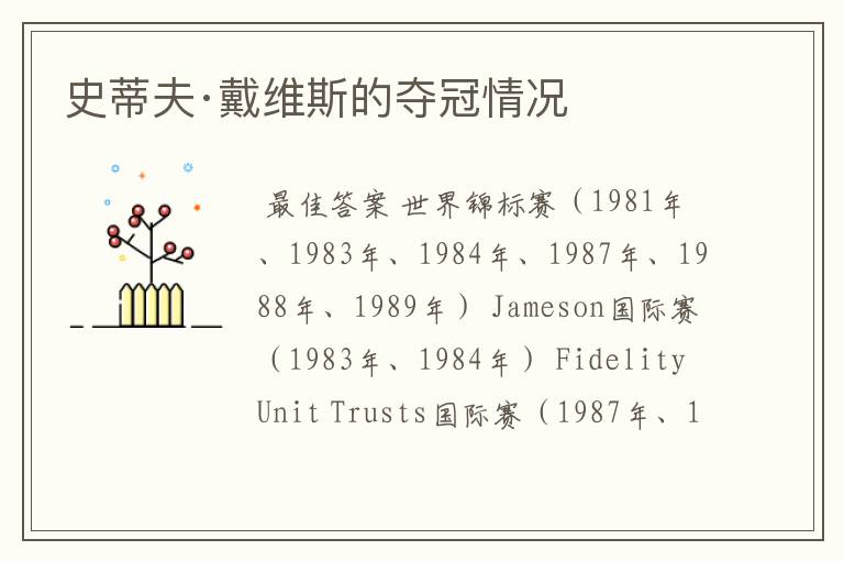 史蒂夫·戴维斯的夺冠情况