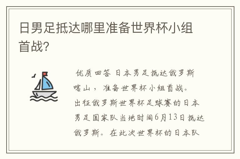 日男足抵达哪里准备世界杯小组首战？