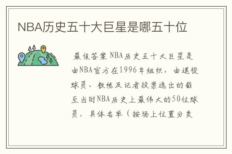 NBA历史五十大巨星是哪五十位