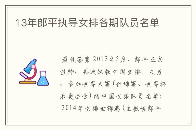13年郎平执导女排各期队员名单