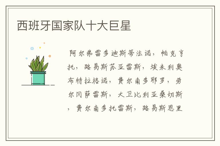 西班牙国家队十大巨星