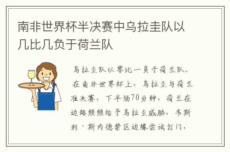 南非世界杯半决赛中乌拉圭队以几比几负于荷兰队