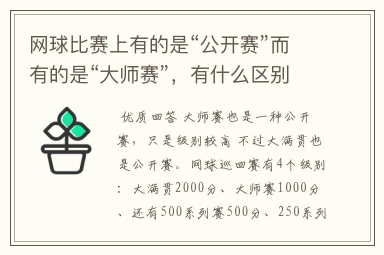 网球比赛上有的是“公开赛”而有的是“大师赛”，有什么区别吗？