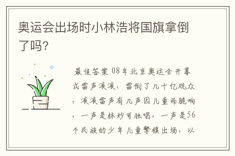 奥运会出场时小林浩将国旗拿倒了吗?