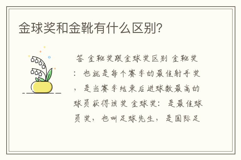 金球奖和金靴有什么区别？