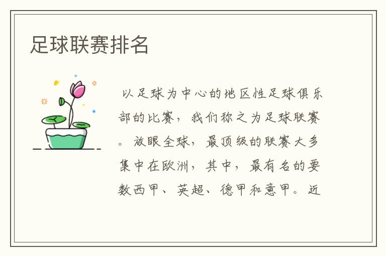 足球联赛排名