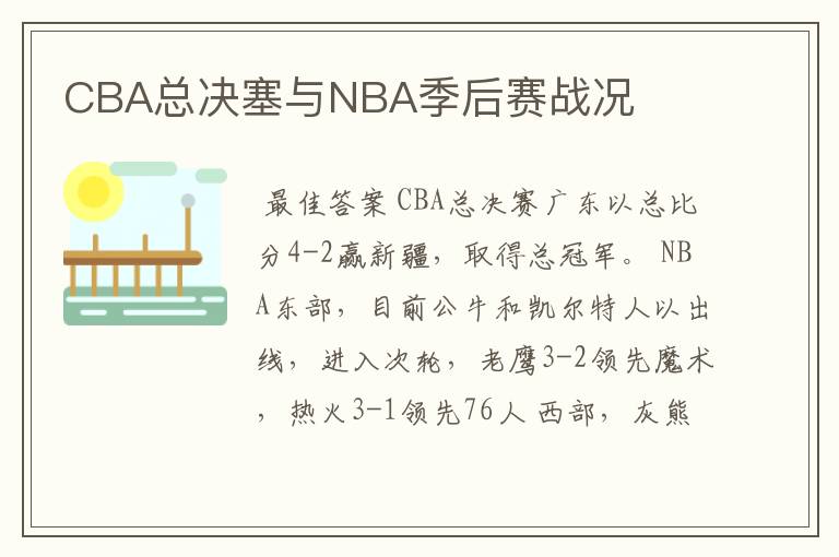 CBA总决塞与NBA季后赛战况