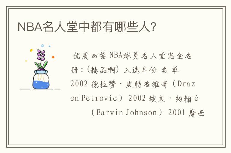 NBA名人堂中都有哪些人？