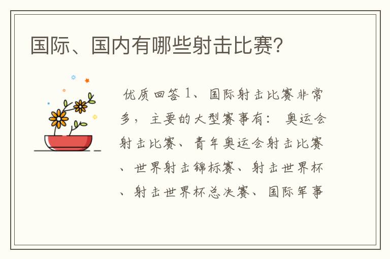 国际、国内有哪些射击比赛？