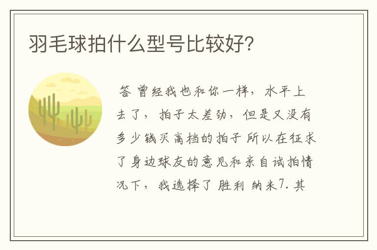 羽毛球拍什么型号比较好？