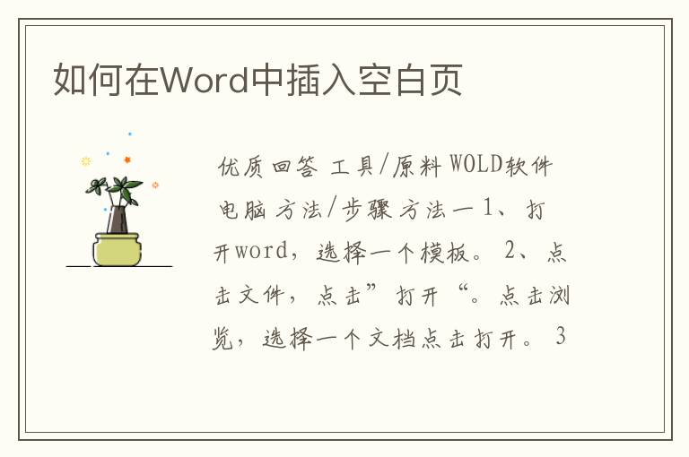 如何在Word中插入空白页