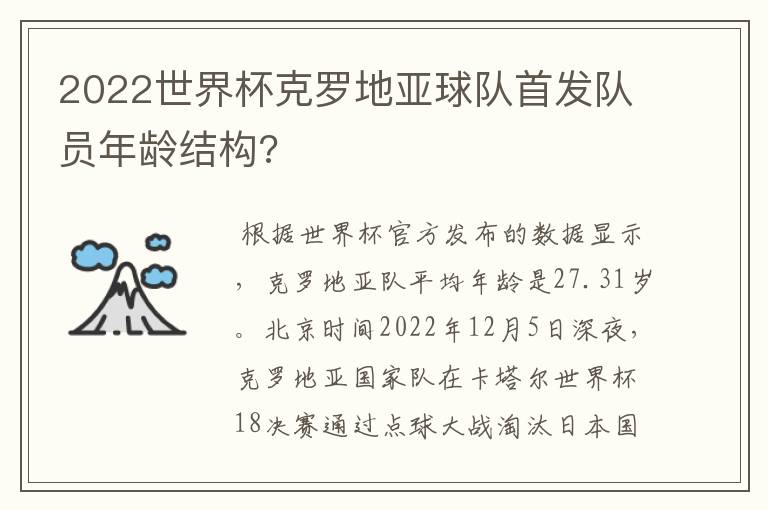 2022世界杯克罗地亚球队首发队员年龄结构?
