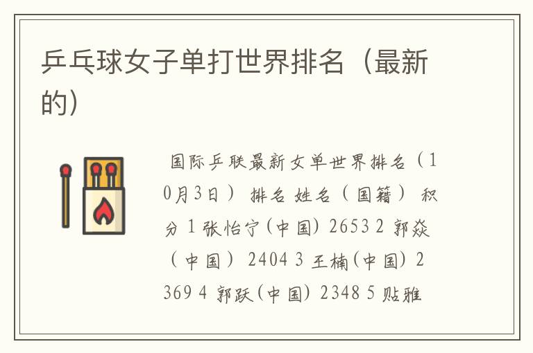 乒乓球女子单打世界排名(最新的)