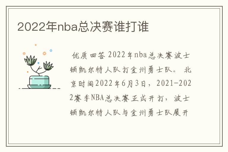 2022年nba总决赛谁打谁