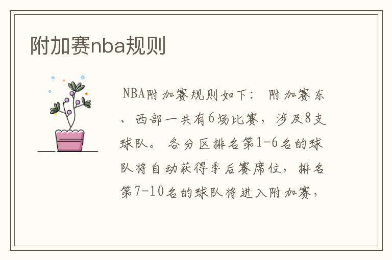 附加赛nba规则