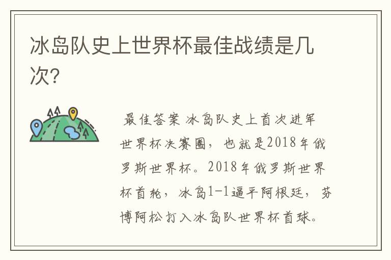 冰岛队史上世界杯最佳战绩是几次？