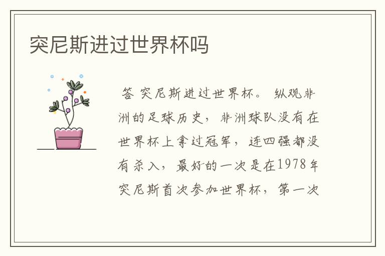 突尼斯进过世界杯吗