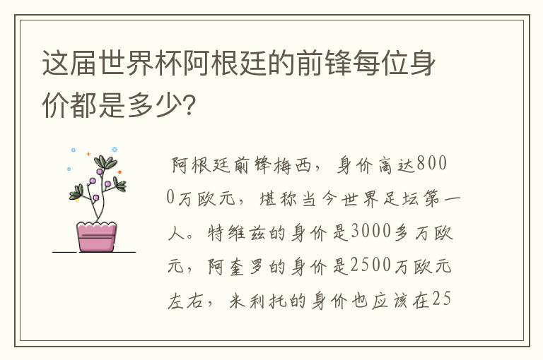 这届世界杯阿根廷的前锋每位身价都是多少？