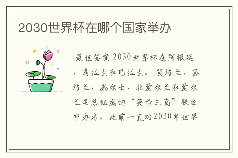 2030世界杯在哪个国家举办