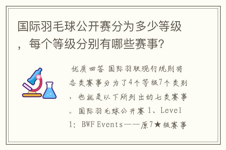 国际羽毛球公开赛分为多少等级，每个等级分别有哪些赛事？