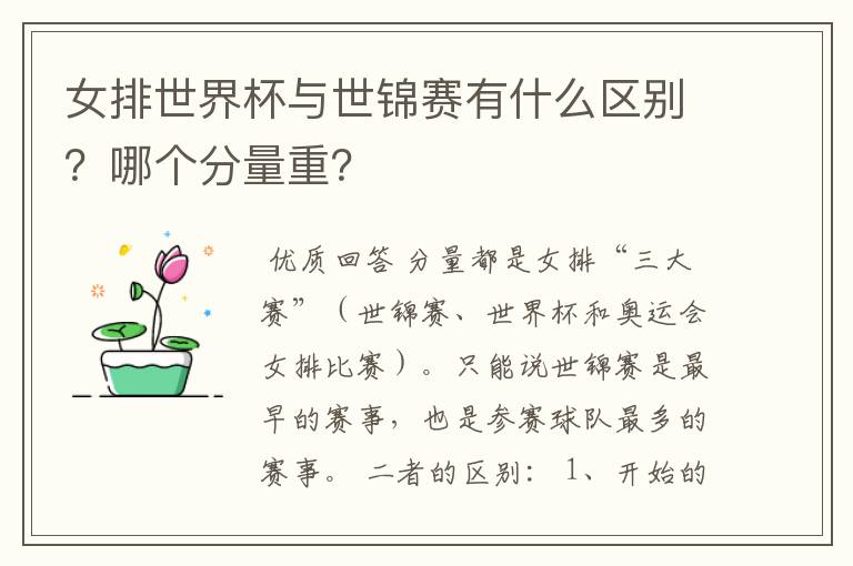 女排世界杯与世锦赛有什么区别？哪个分量重？