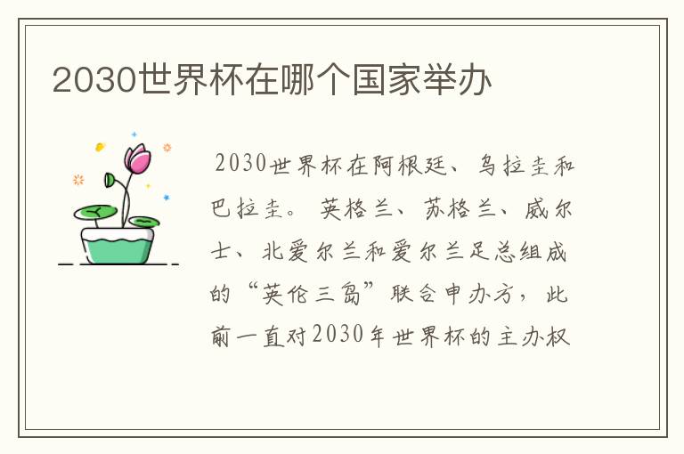 2030世界杯在哪个国家举办