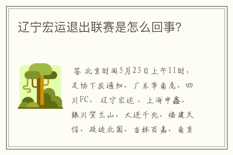 辽宁宏运退出联赛是怎么回事？