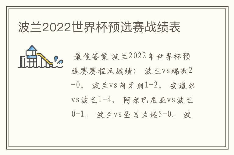 波兰2022世界杯预选赛战绩表