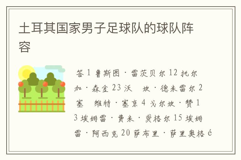 土耳其国家男子足球队的球队阵容