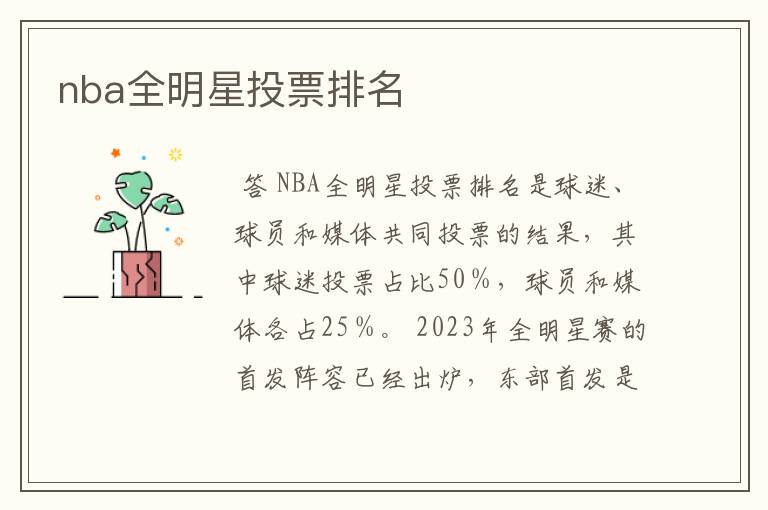 nba全明星投票排名